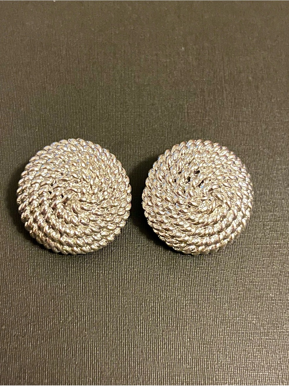 Monet Silver Twisted Rope Swirl Clip on Earrings